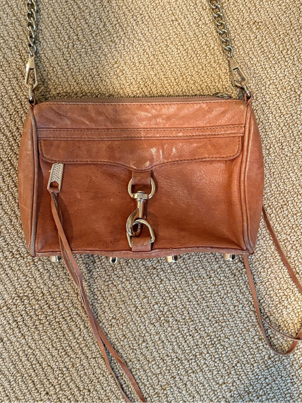 Rebecca Minkoff Leather Crossbody in Warm Cognac